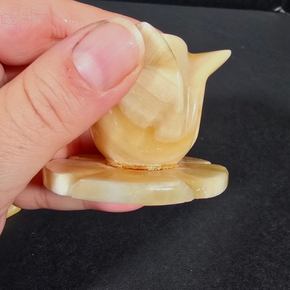 Set of‎ 3 Vintage Carved Marble Onyx Stone Candle Stick Holder Tulip Design - Picture 8 of 10